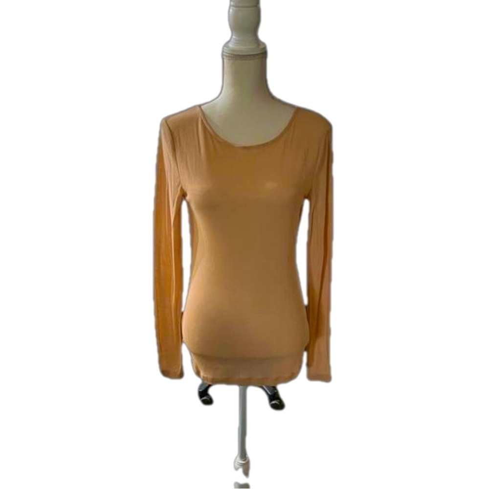 H&M Tan Sheer Open Back Long Sleeve Top size 10 NWOT
